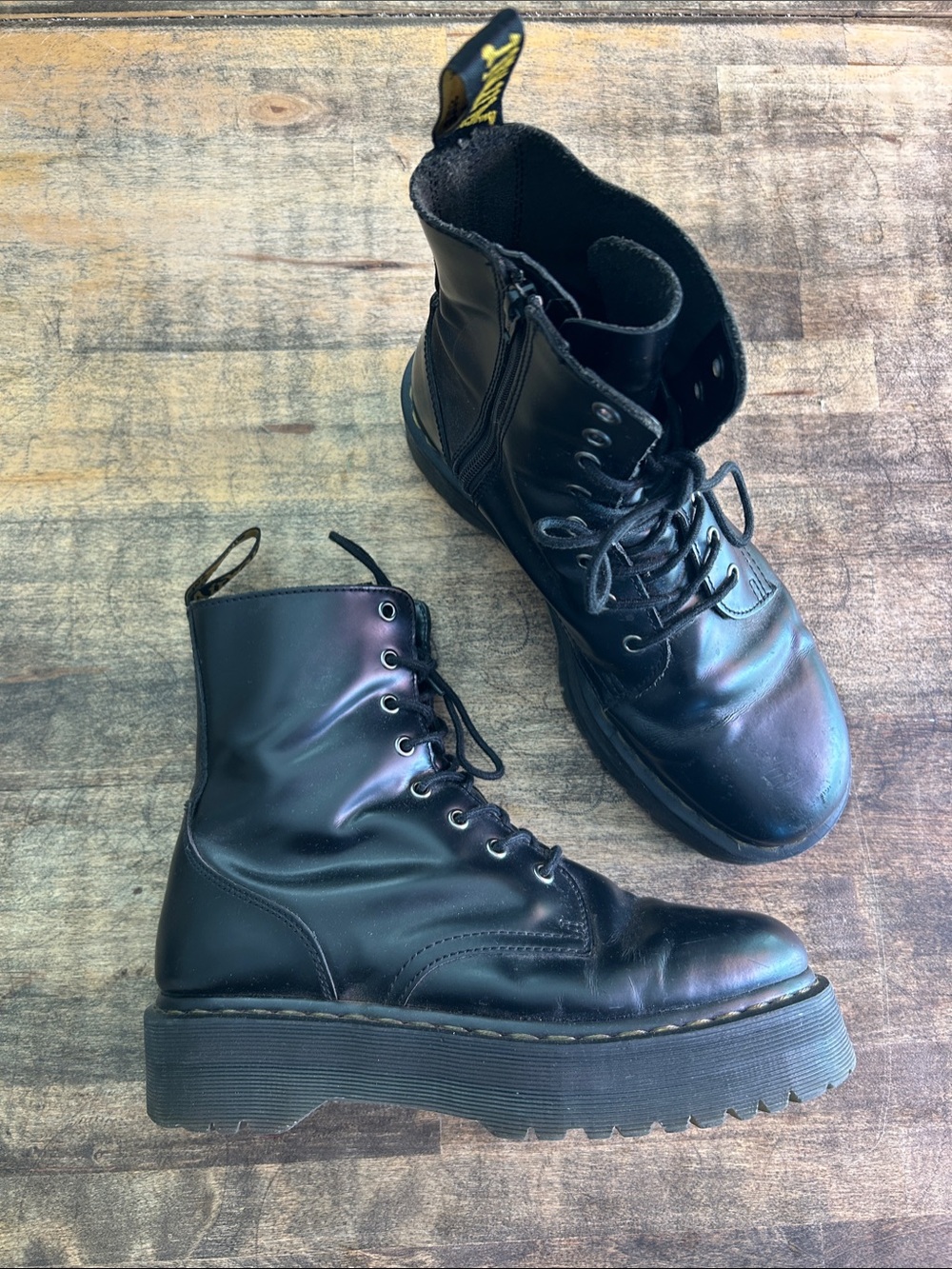 Dr. Martens Black Leather Platform Combat Boots